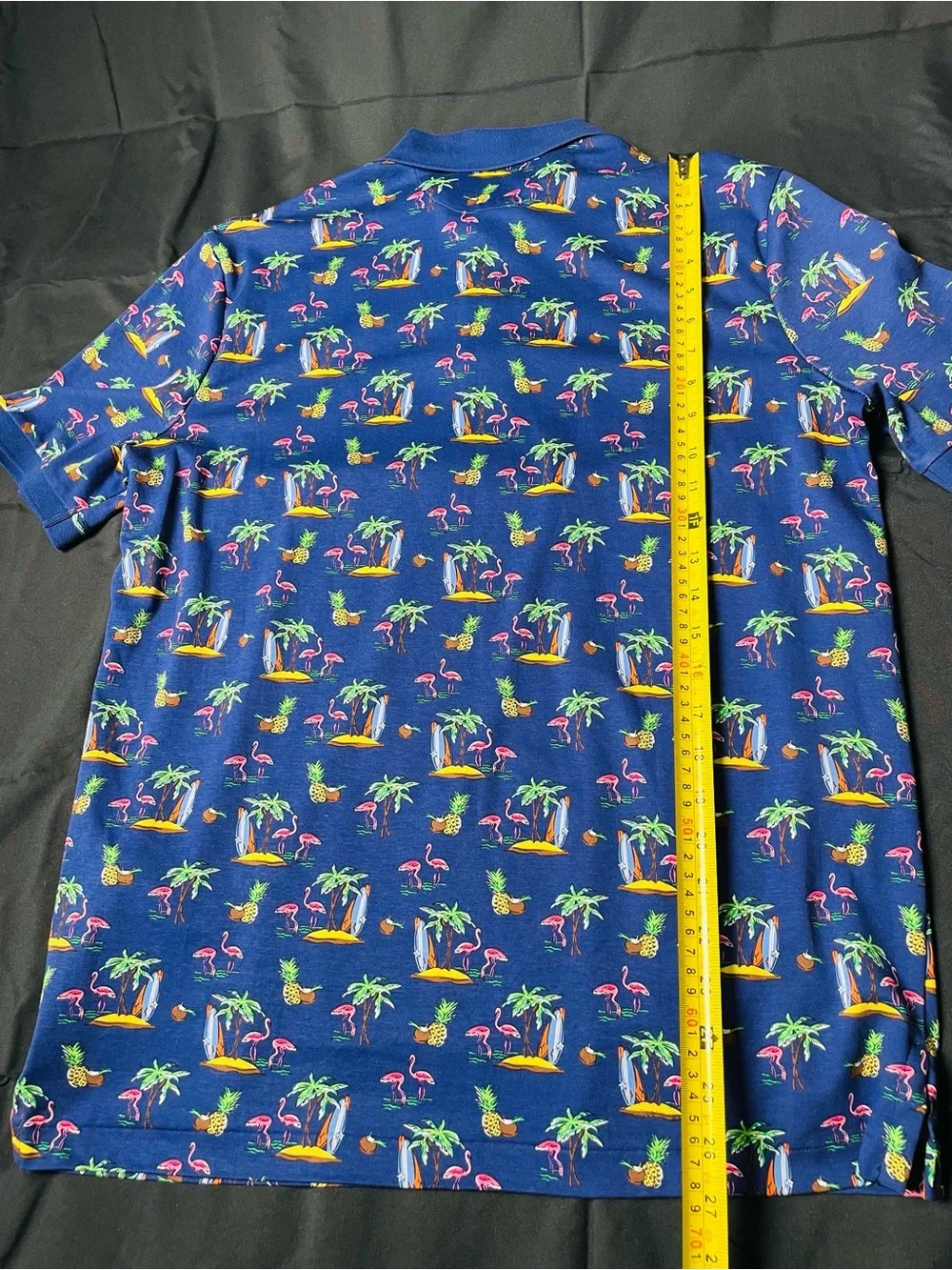 Ralph Lauren Navy Polo with Tropical Flamingo & Pineapple Print